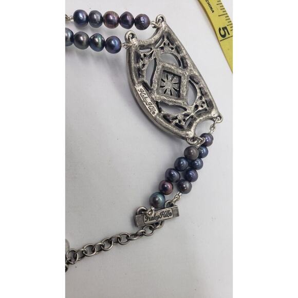 Haley Hill Bracelet Purple Gray Freshwater Pearl & Rhinestones Art Deco Signed - Picture 9 of 13